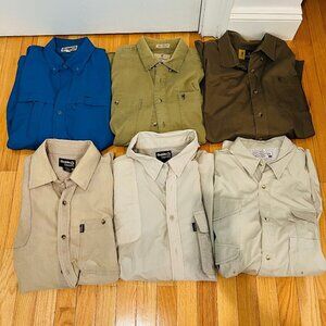 Lot of 6 Guide Series Fishing Outdoor Shirts size XL